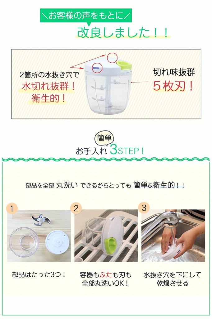 White 900ml Bunbun Chopper 5 K&A Mincer/Chopper BBC-21