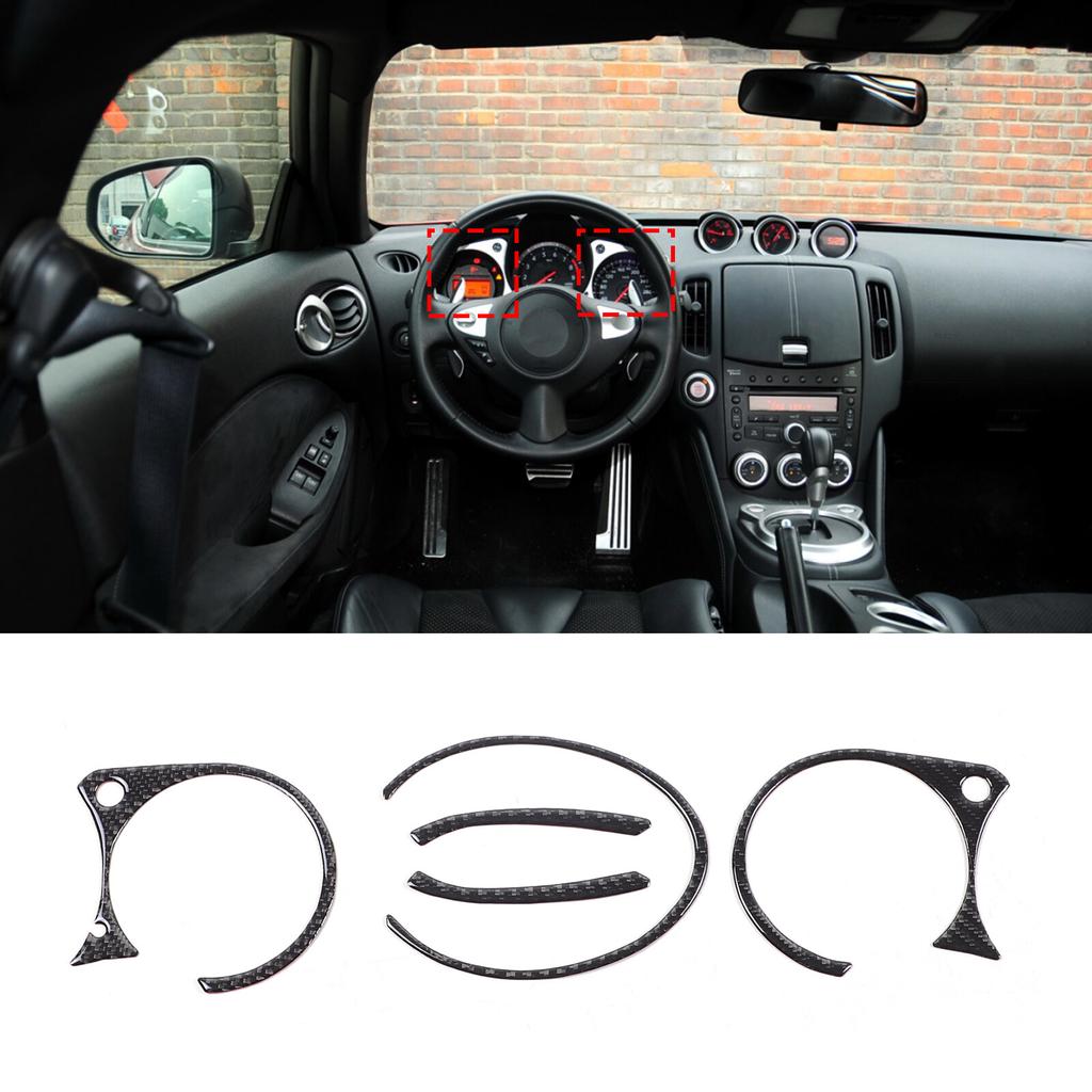 Carbon Fiber Dash trument Panel Bezel Cover Trim For Nissan 370Z 2009-