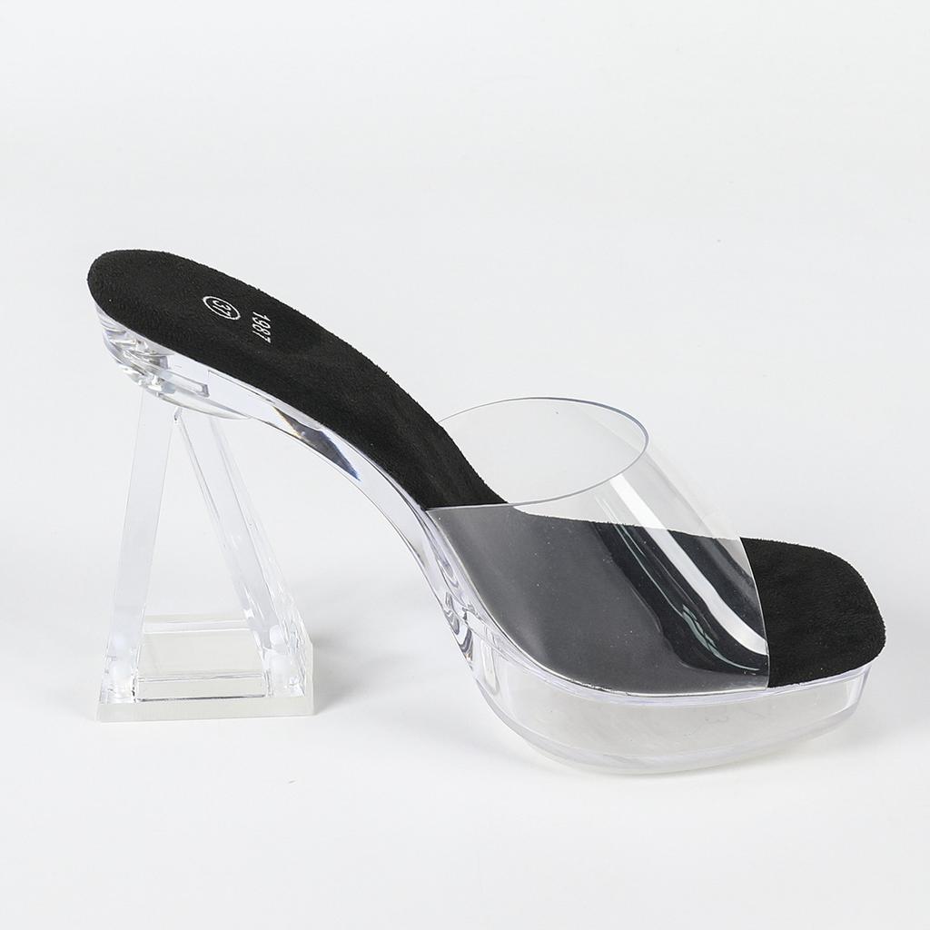 Женские модные туфли на каблуке 12 см - Сексуальные прозрачные туфли-лодочки на толстом каблуке с кристаллами, Нескользящие, с квадратным носком, Свадебные и праздничные туфли