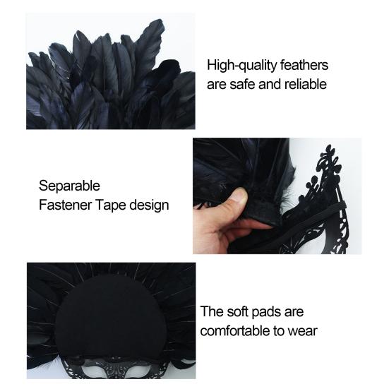 Feather Masquerade Masque for Women Venetian Half Face Masque with Feather Mardi
