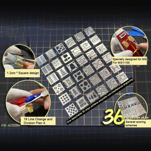 geneX Gunpla Crease Engraving Guide, Set of 2, Etching Guide, Template, Ruler, Plastic Model, Detail Up, Hobby