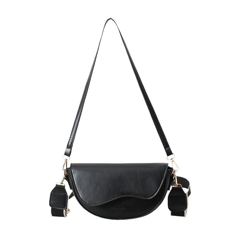 Small Bag Women's 2024 Winter New Trendy Fashion Casual Simple Small Square Bag Internet Celebrity Wide Shoulder Strap Single Shoulder Messenger Bag