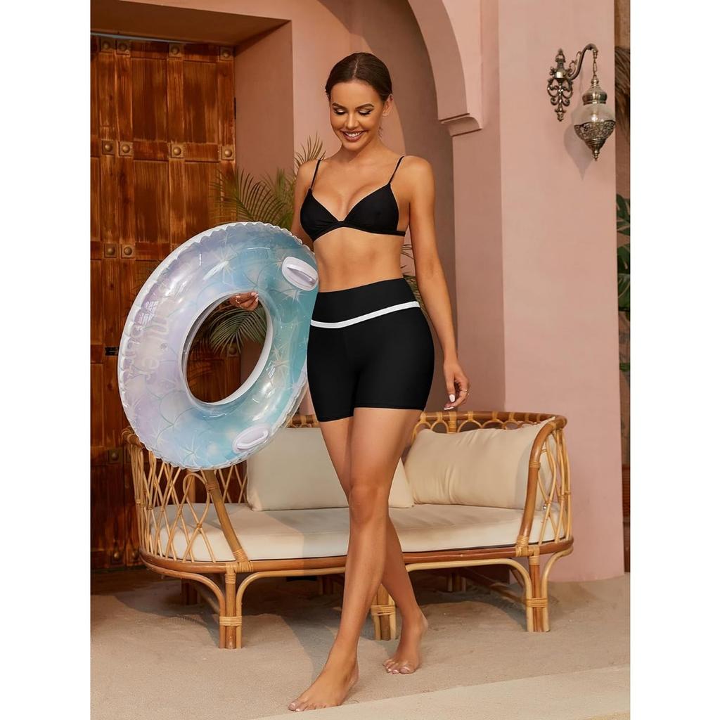 CHARMLEAKS Женские шорты для плавания. Шорты для плавания с высокой талией и карманами. Низ танкини.