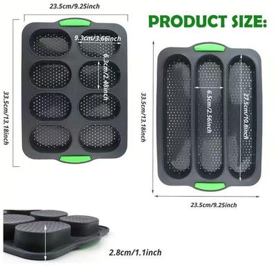 Форма для багетов на 8 ячеек с антипригарным покрытием - Длинная форма для французского хлеба