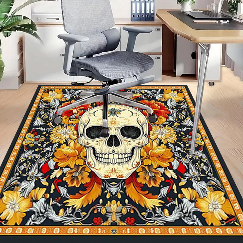 1PC Skull Flowers Non-Slip Floor carpet, Office, family, bedroom, Studio - Large Area Rug, Vibrant Colors, Longlasting Material-C0465