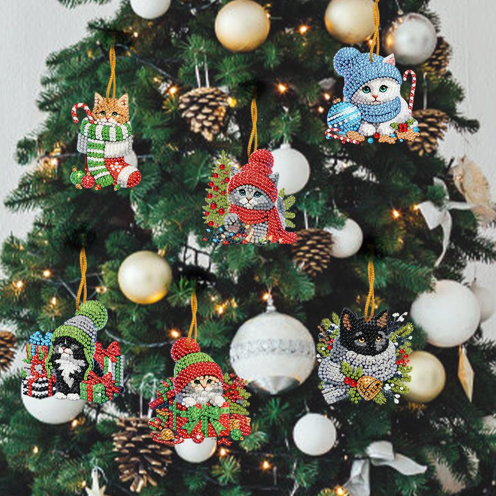 15pcs Xmas Theme 2D Flat DIY Hanging Diamond Art Kits Double Sided Drill Diamond Art Pendant Window Hanging Art for Home Decor