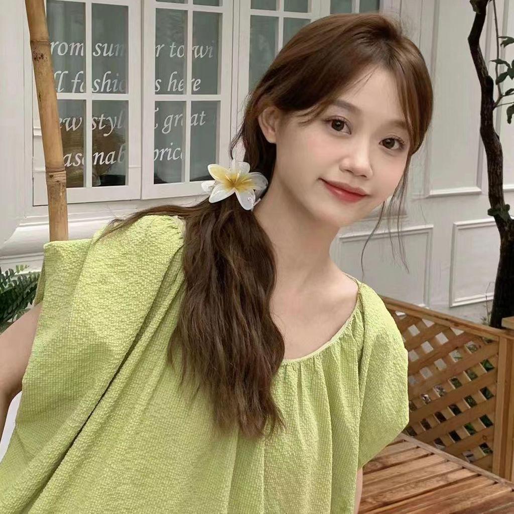 Плюмерия Женская Заколка для Волос Высокого Класса: 2024 Большая заколка-акула для затылка