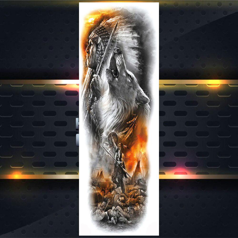 Длинные Временные Татуировки На Полную Руку Для Мужчин Мальчиков Лев Король Зверей Военная Тату Боди-Арт Хна Поддельные Волк Водонепроницаемые Рукава Татуировки Наклейки