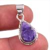 Подвеска из натурального драгоценного камня чароит, 925 пробы, 1,25 дюйма, u3O07