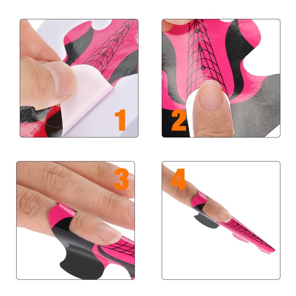 100pcs Self-Adhesive Sticker Nail Extension Paper Forms Easy DIY Nail Art Creation At Home