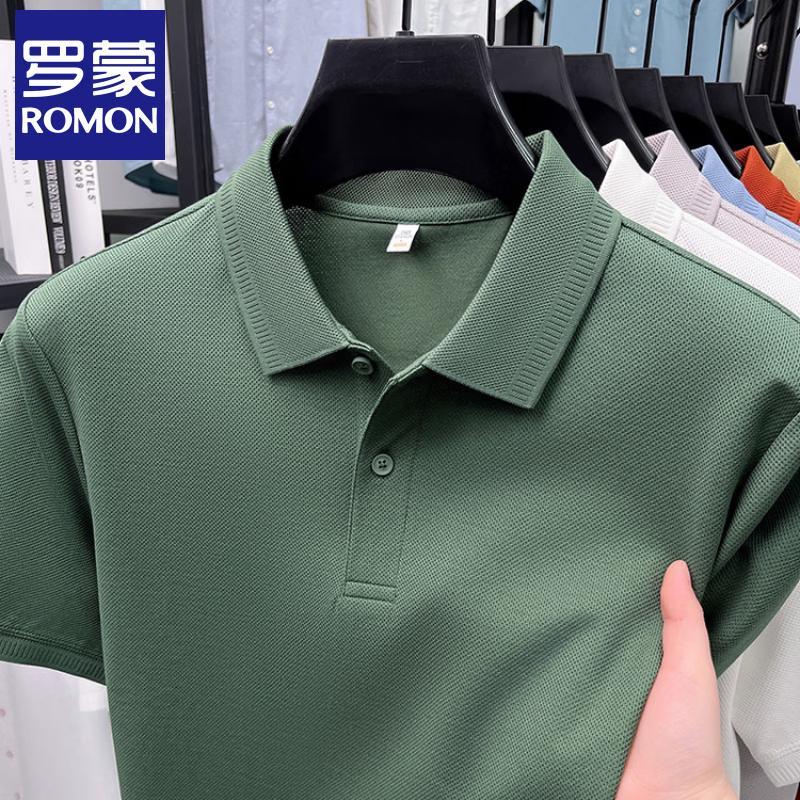 ROMON Мужская рубашка-поло Xinjiang с длинным волокном, в стиле business casual