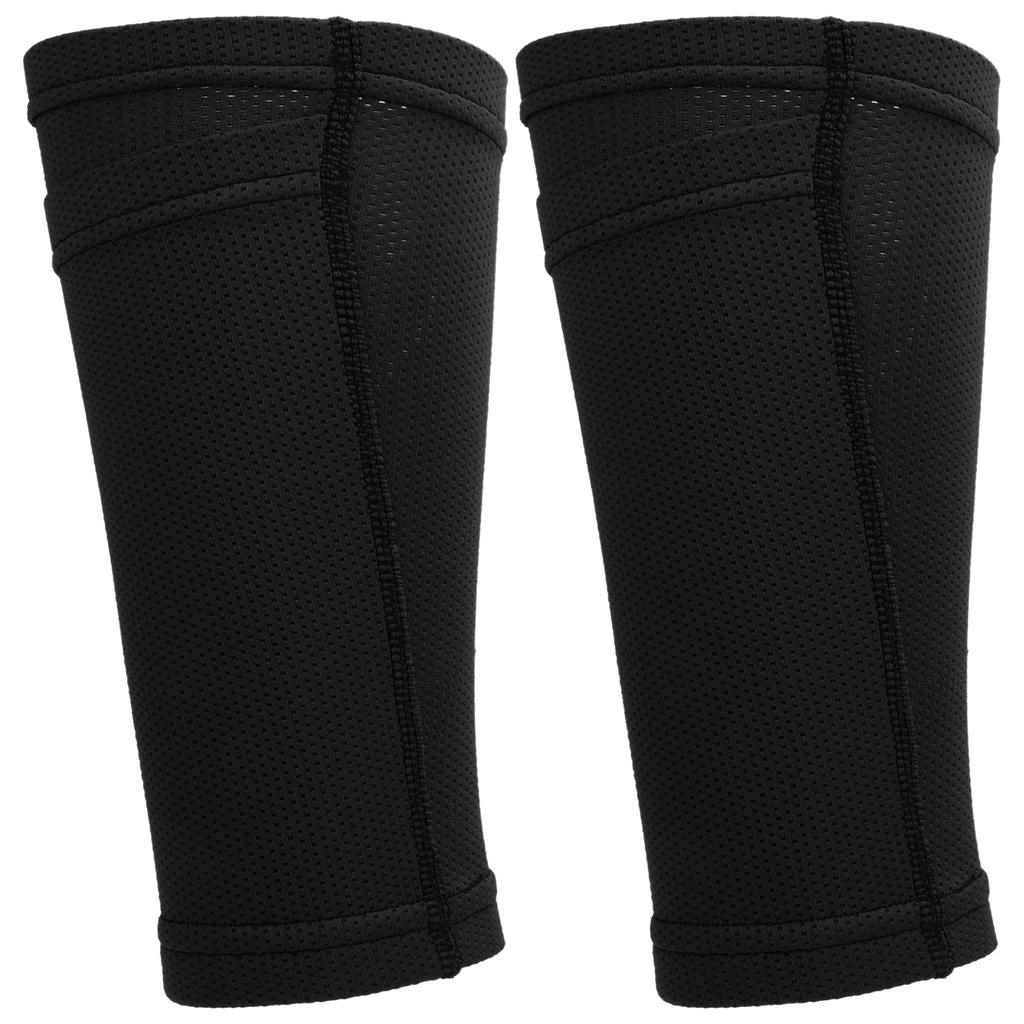 1 Pair Soccer Shin Guard Socks Double Layer Shin Pad Sleeves for Football Training BlackAdult / L
