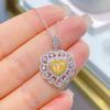 Элегантный роскошный модный кулон в форме сердца с желтым бриллиантом, слегка инкрустированный высокоуглеродистым бриллиантом, ожерелье из циркония с дизайном Love Hollow Design для женщин