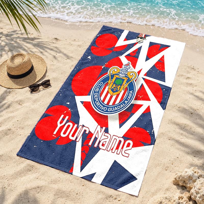 Deportivo guadalajara Custom Name Beach towels also serve as bath towels summer essential a musthave for the outdoors the beach and the pool