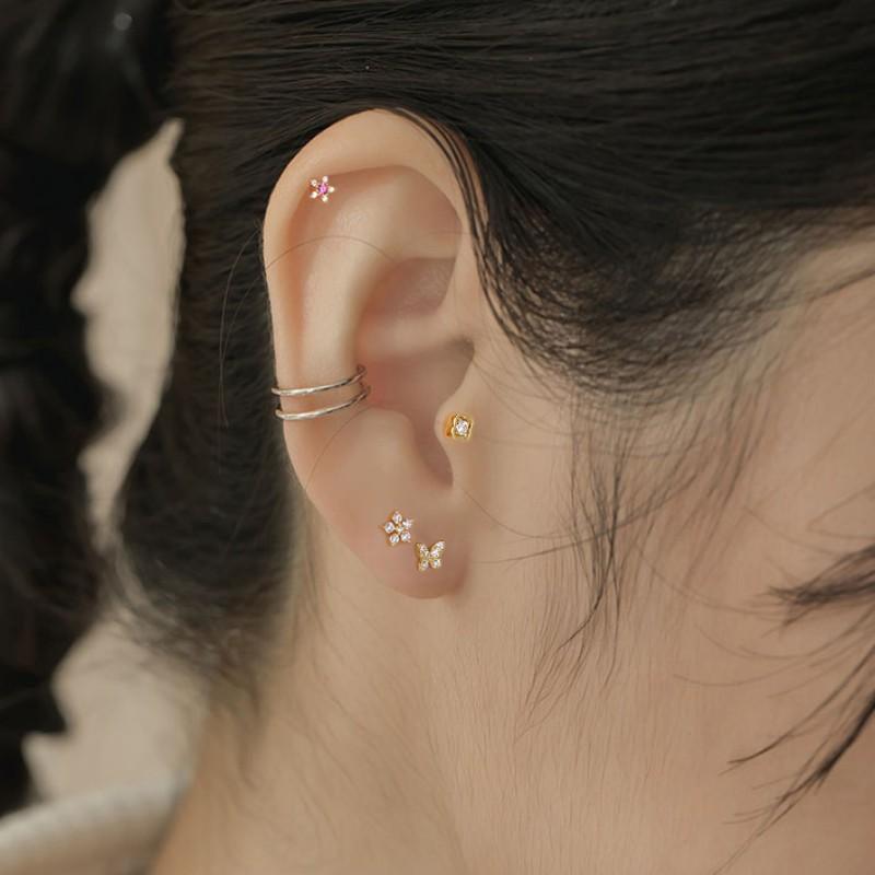 926 Sterling Silver Korean Temperament Zircon Flower Mini Stud Earrings for Women Exquisite Simple Jewelry Accessories
