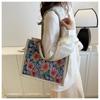 Fashion Women Tote Bags Aesthetic Color Casual Handbag Shoulder Bag Large Capacity Cotton and Linen Reusable Shopping Beach Bags