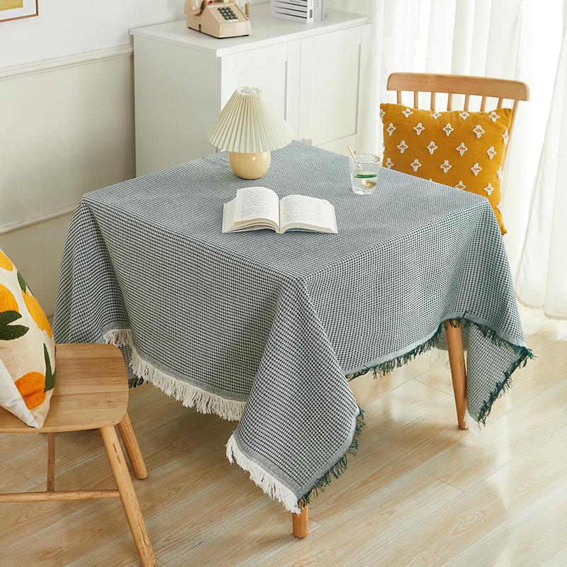 Cotton and Linen Tablecloth Small Round Table Light Luxury High-end Long Table Japanese Coffee Table Cloth French Dormitory Tablecloth