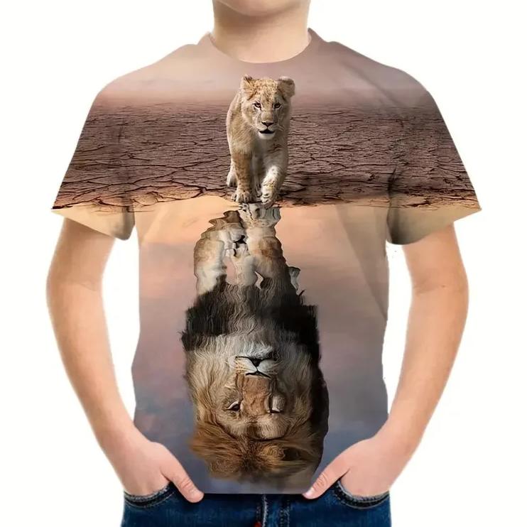 Ретро 3D принт повседневная детская одежда топ футболка футболка животные дети мальчик аниме футболки с коротким рукавом