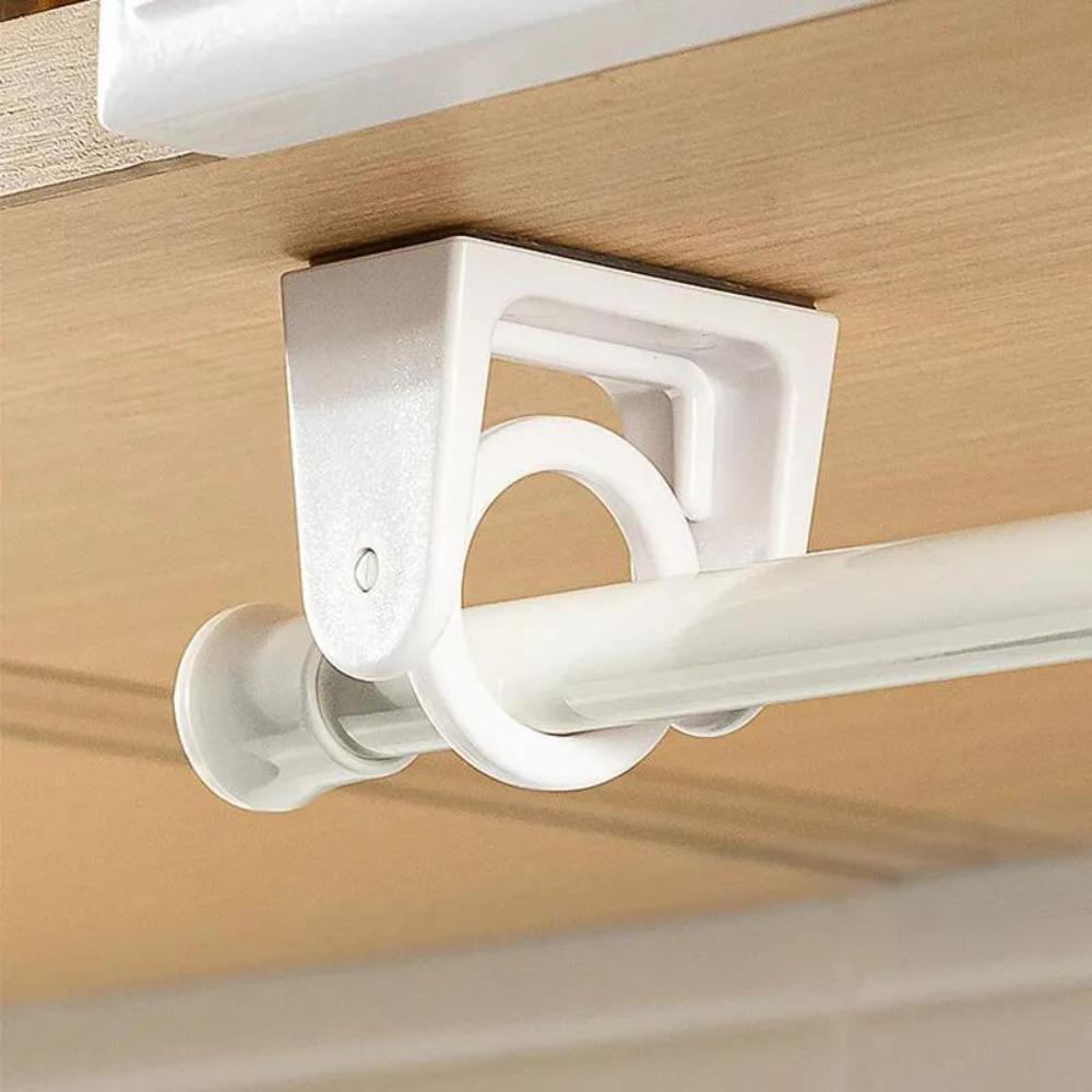 2pcs 360° Rotatable Retractable Pole Fixator, Non-drilling Strong Adhesive Hooks, Towel Rod Shower Curtain Rod Brackets