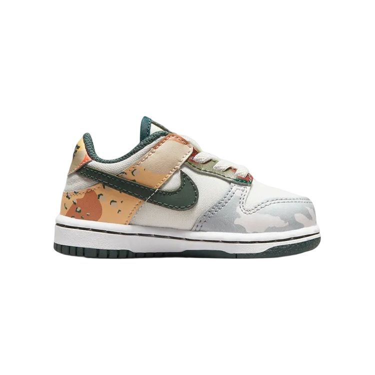 Nike Детские кроссовки Dunk Low SE TD Sail Multi-Camo Multi-Color Vintage-Green Total-Orange DB1902-100