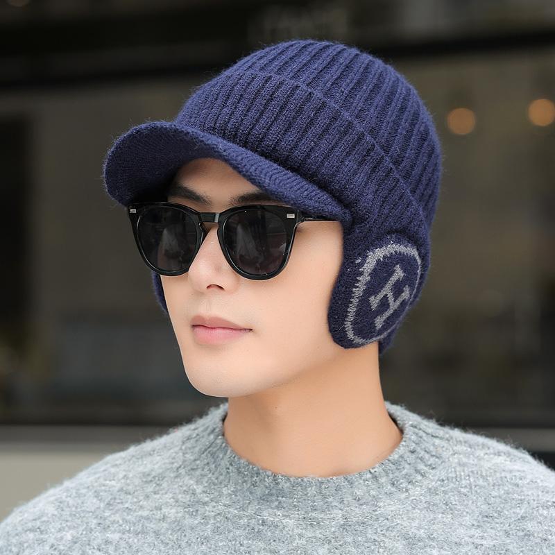 Hat Men's Winter Ear Protection Hat Knitted Hat Men's Cycling Warm Cotton Hat Anti Cold Knitted Hat Men's Winter