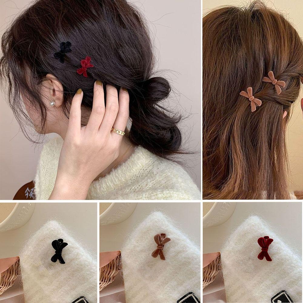 Women Bow  Headwear Bow Velvet Hairpin Sweet  Hair Accessories Duckbill Clip New Mini Hairpins