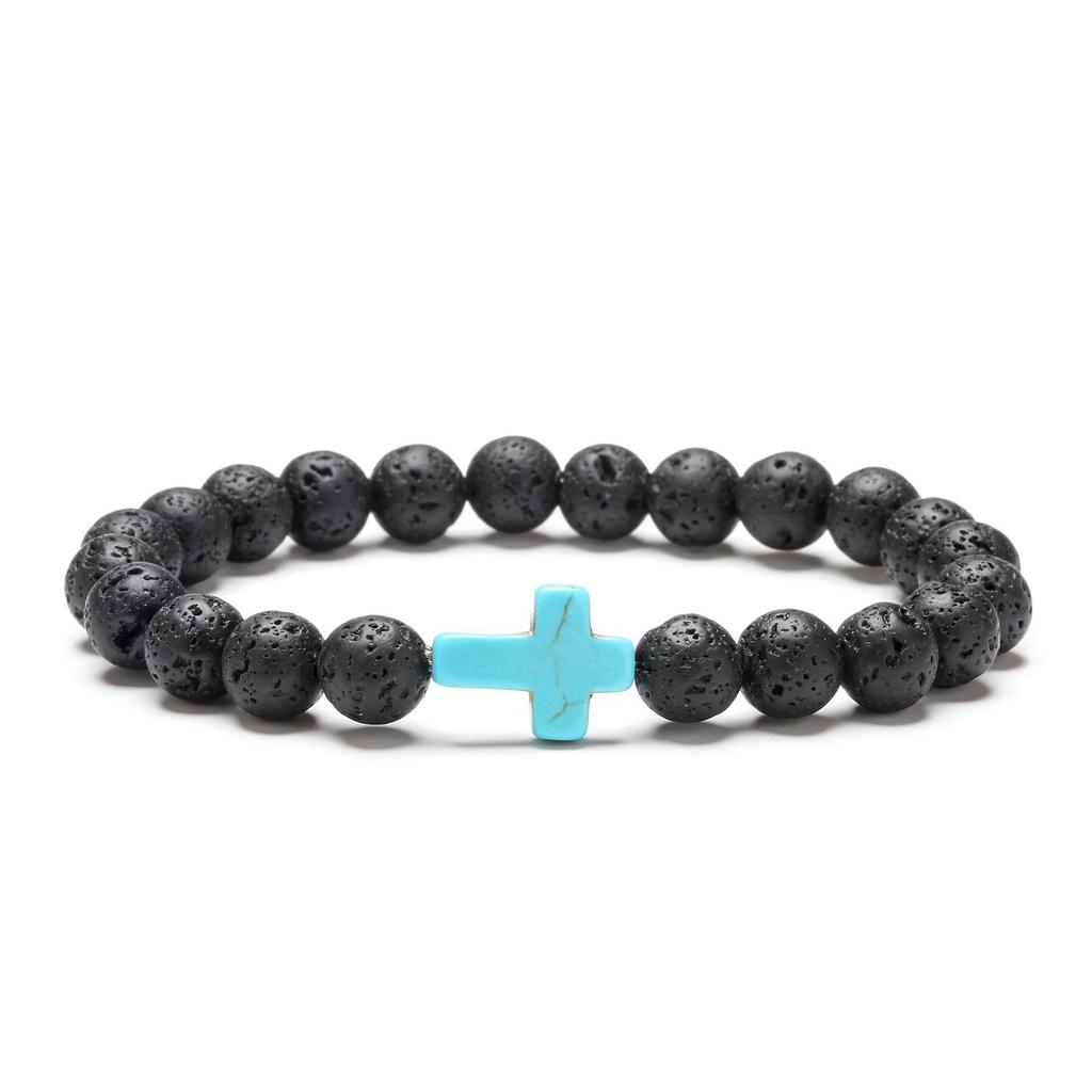 Natural stone bead cross bracelet women's simple bracelet beaded versatile bracelet European and American new multi-color bead bracelet.