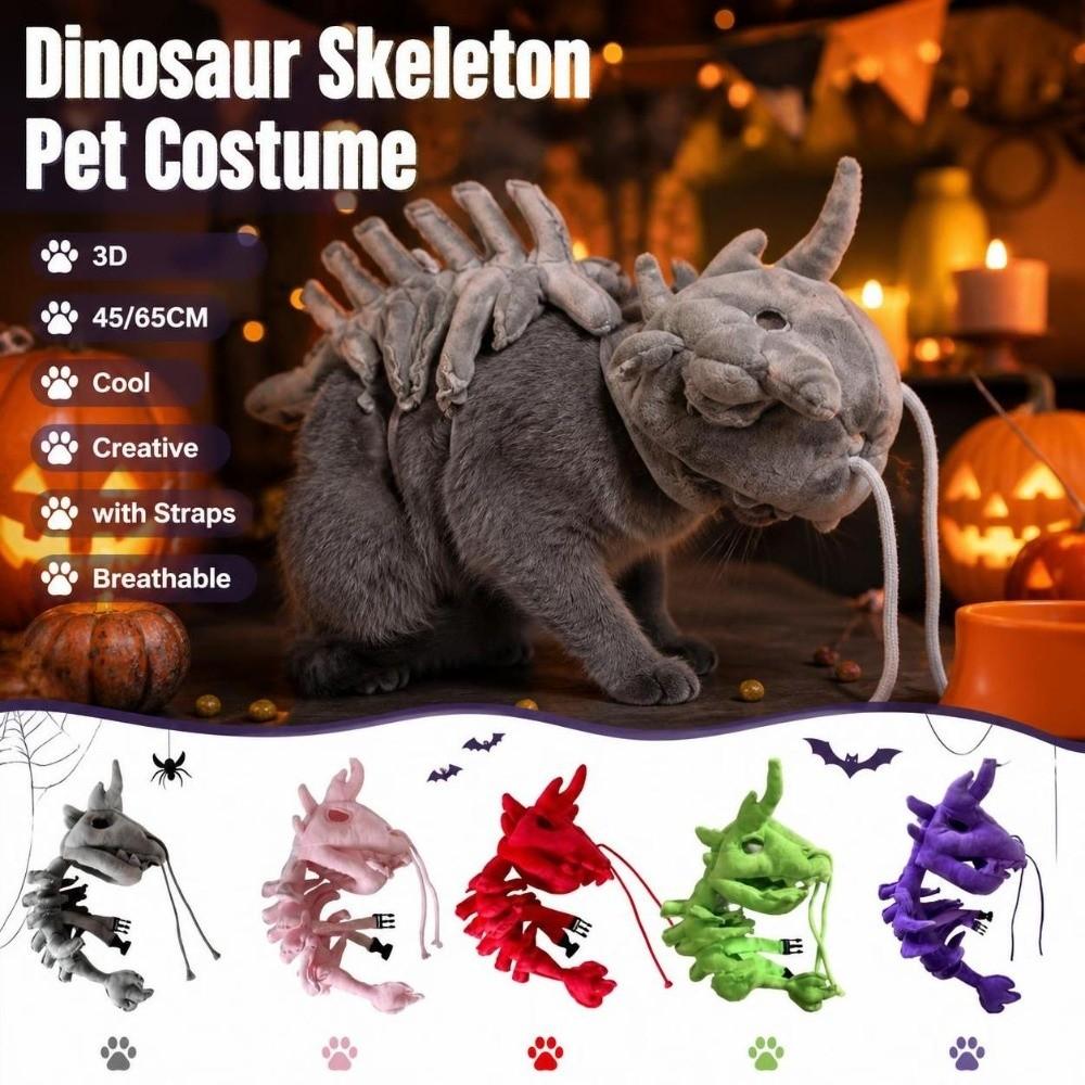 3D Dinosaur Skeleton Pet Costume 45/65CM Cat Cosplay Headwear Dinosaur Skull Headgear Role-playing