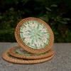 Round Rattan Weaving Coaster Handwoven Tea Cup Mats Tea Ceremony Shell Mats  Home Decor