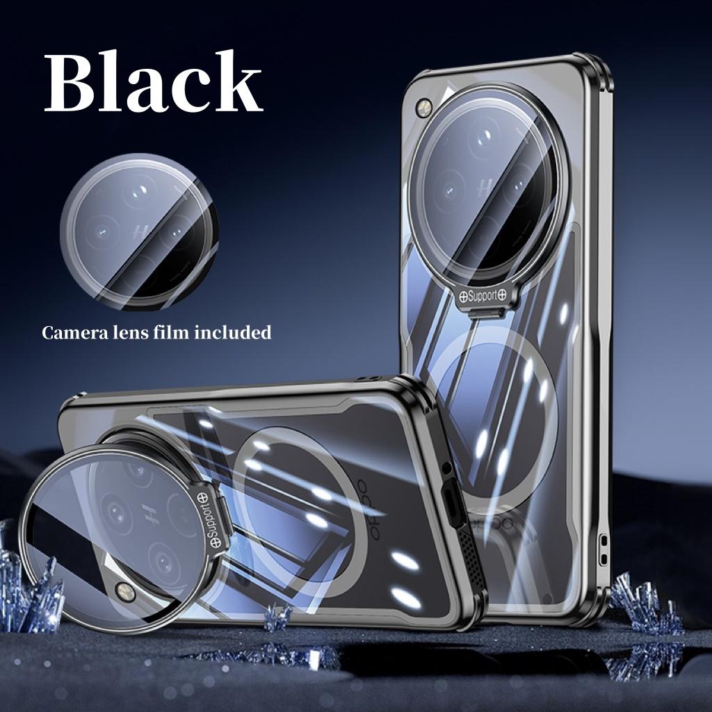 Transparent Plating Magnetic Camera lens holder Shockproof Back Case For Oppo Find X8 Ultra / Pro / X8s+ Hard Soft Bumper Cover