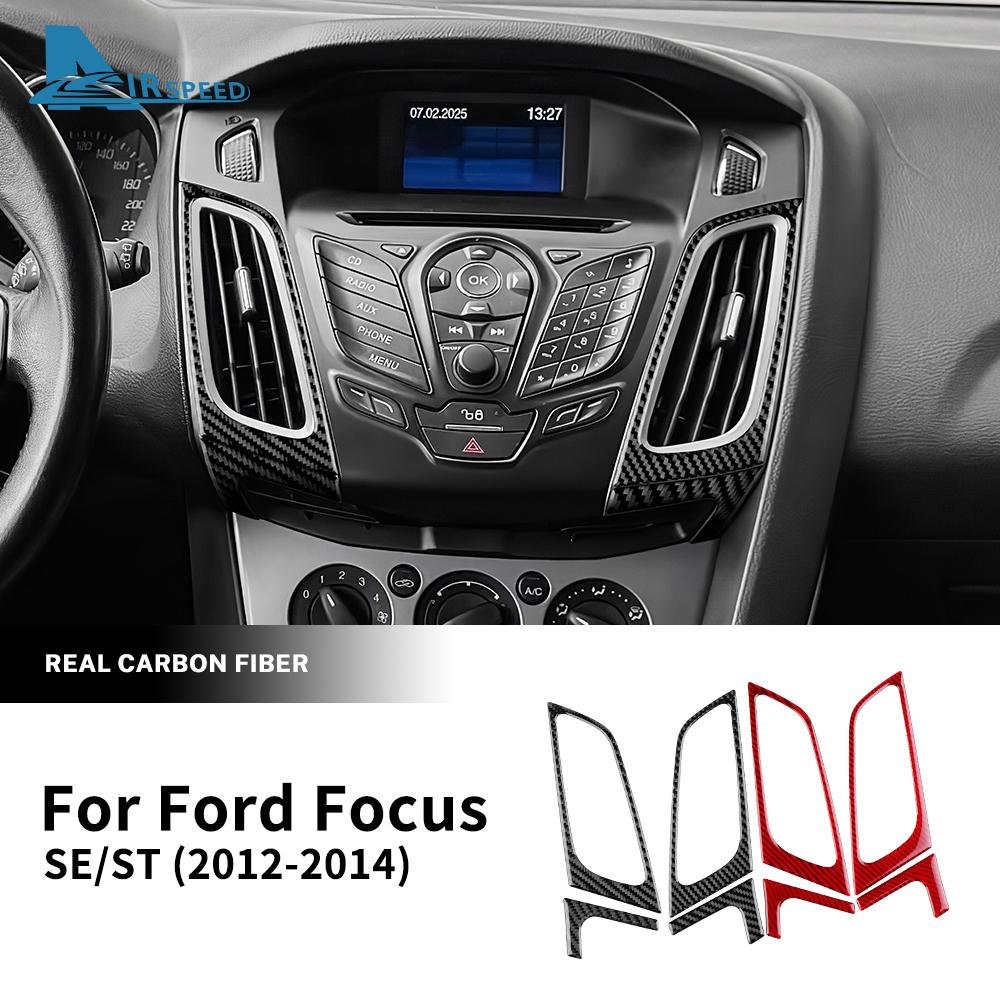 Настоящая мягкая карбоновая наклейка для Ford Focus SE ST MK3 2012 2013 2014 LHD Автомобиль Центральная консоль Рамка воздуховода Отделка Аксессуары