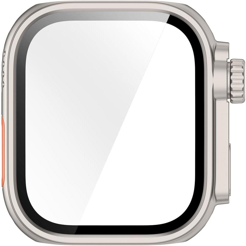 2in1 Case + Tempered Glass for Huawei Watch Fit 4 Pro, Silver/Orange