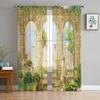 Arch Flowers Sea Printed Curtains Drape Sheer Tulle Home Decoration Living Room Bedroom Cortinas Chiffon Window Curtains