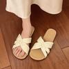 Высококлассные модные шлепанцы женская верхняя одежда 2025 лето новые нескользящие плоская подошва перекрестные пляжные сандалии