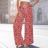 Women's Printed Wide Leg Pants With Pockets High Waist Drawstring Loose Casual Pants