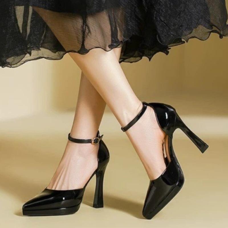 Fashion Platform High Heels Women's 2025 New Patent Leather Chunky Heel Daily Versatile Temperament Not Tiring Feet Sandals