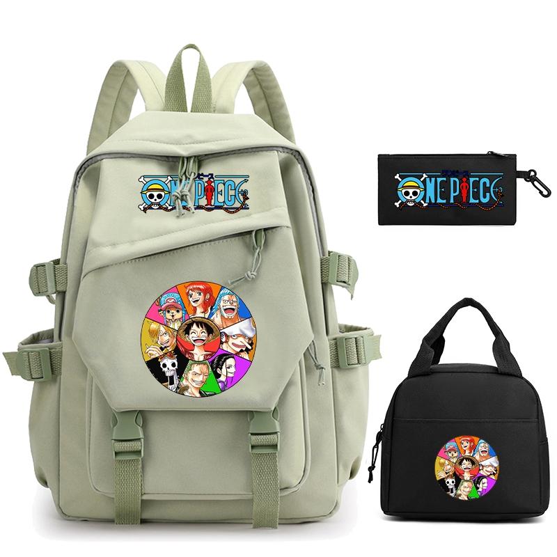 3 шт./компл., цельный нейлоновый рюкзак в стиле аниме с сумкой для обеда для девочек и мальчиков, школьный рюкзак для мужчин и женщин, дорожная сумка для отдыха