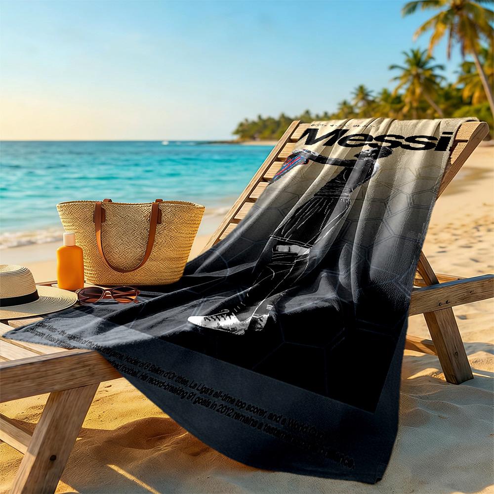 Asciugamano da Spiaggia Messi Super Morbido Microfibra Tessuto Quickdry Confortevole Leggero Portatile per Nuoto, Spiaggia, Campeggio, Viaggio, Accessori da Spiaggia, Palestra