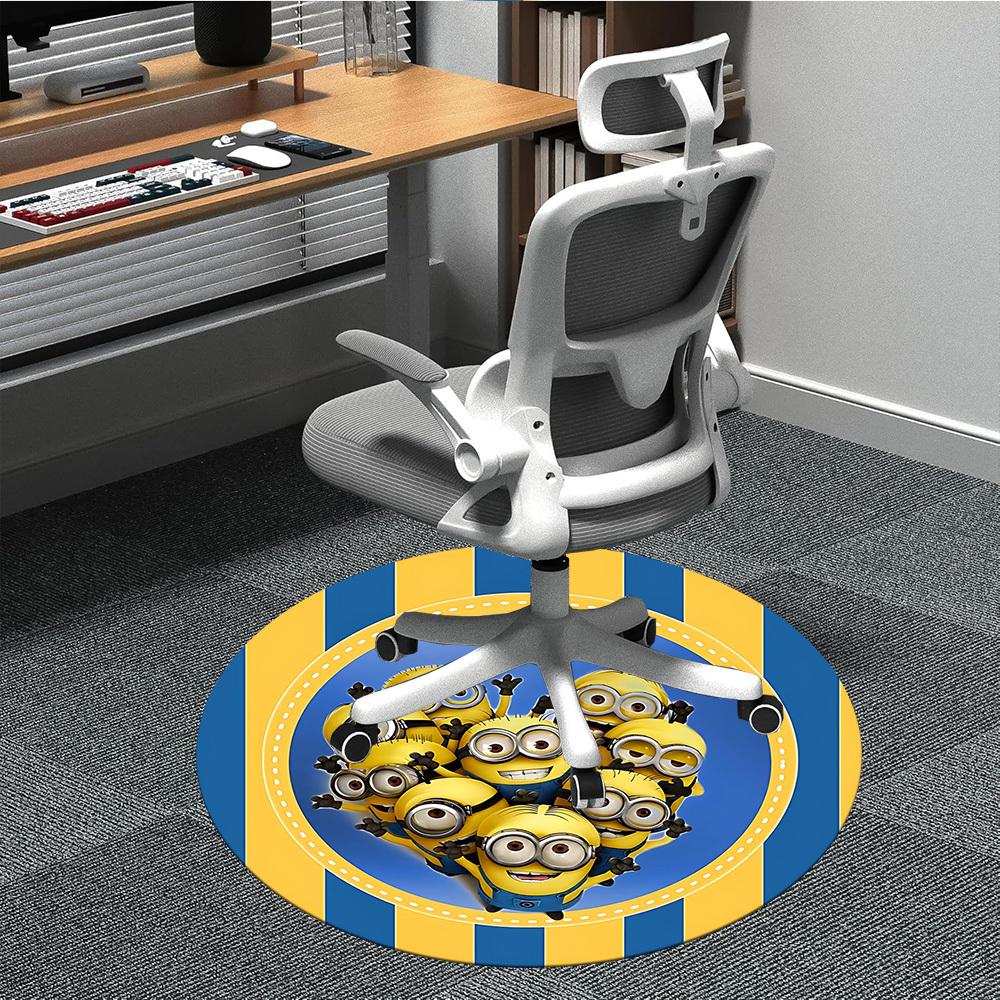 1PC Minions Office Round Rug - Perfect for Office or Study Decor, Non-Slip Backing, Decorative Floor Mat yy250916075