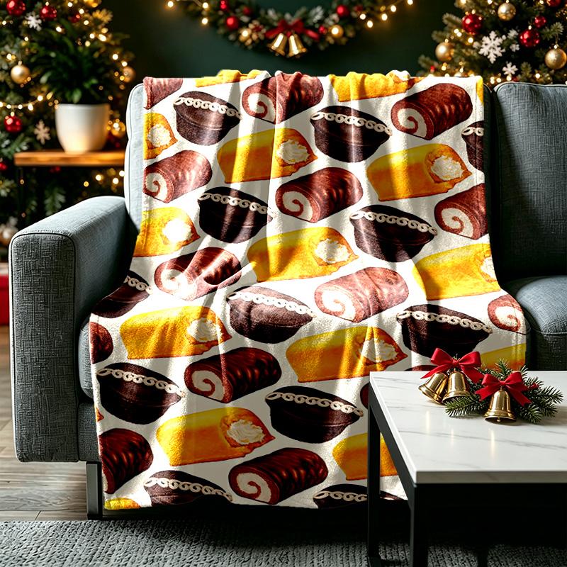 [1pc Chocolate Bean Pattern Blanket] All-Season Blanket - Cozy Blanket for Sofa Couch Home Decoration, Digital Printed Nap Blanket