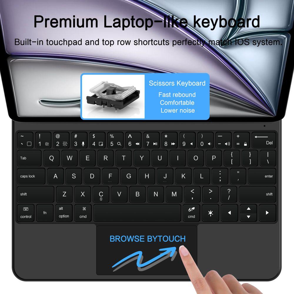 Case With Keyboard For Ipad Pro 12.9'' 2020 / 2021 / 2022 / Ipad Air 13'' 2024 / 2025 Smartcase Magnetic - Black