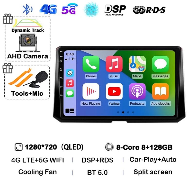 Android 14 Carplay Auto For Toyota Corolla 12 2019 2020 2021 2022 Car Radio Multimedia Player Stereo 4G Wifi GPS 360 Camera QLED