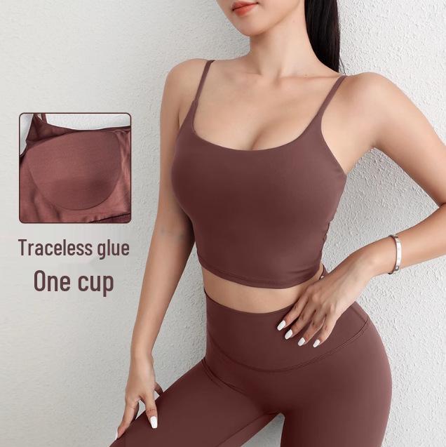Бесшовный женский жилет для йоги с квадратным вырезом, с нагрудными вкладышами и стильным дизайном спины