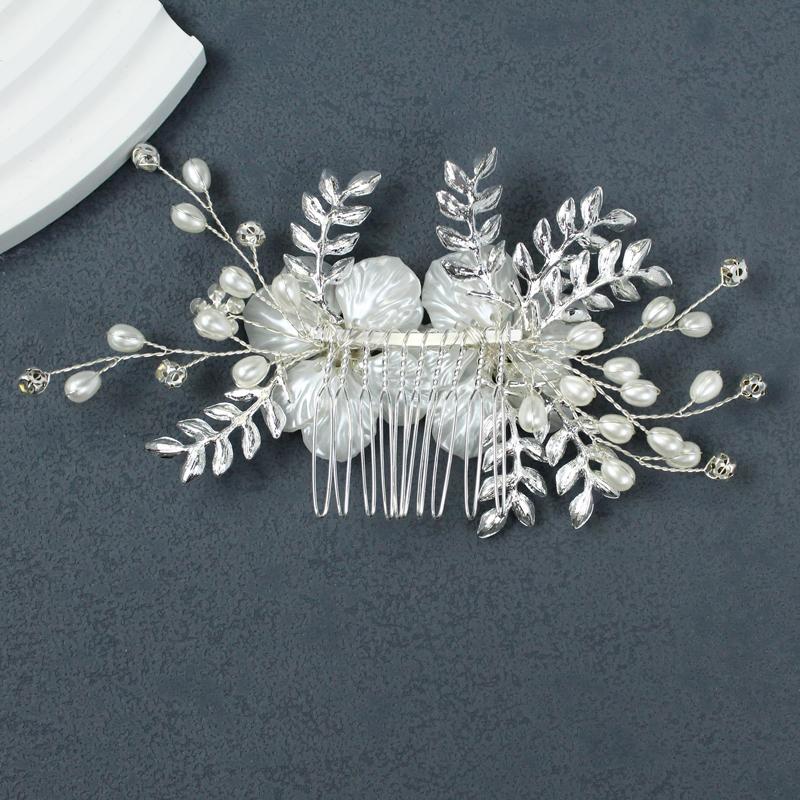 Хрустальная свадебная расческа для волос со стразами, расчески для невесты, белый цветок, боковые расчески для волос, головной убор в виде листа, свадебные аксессуары для волос для женщин и девочек
