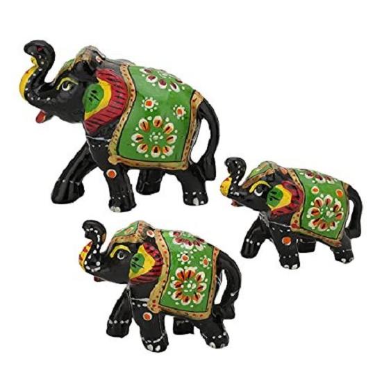 Папье-маше Ручная работа Статуэтка Слона  (3 шт., Черный)