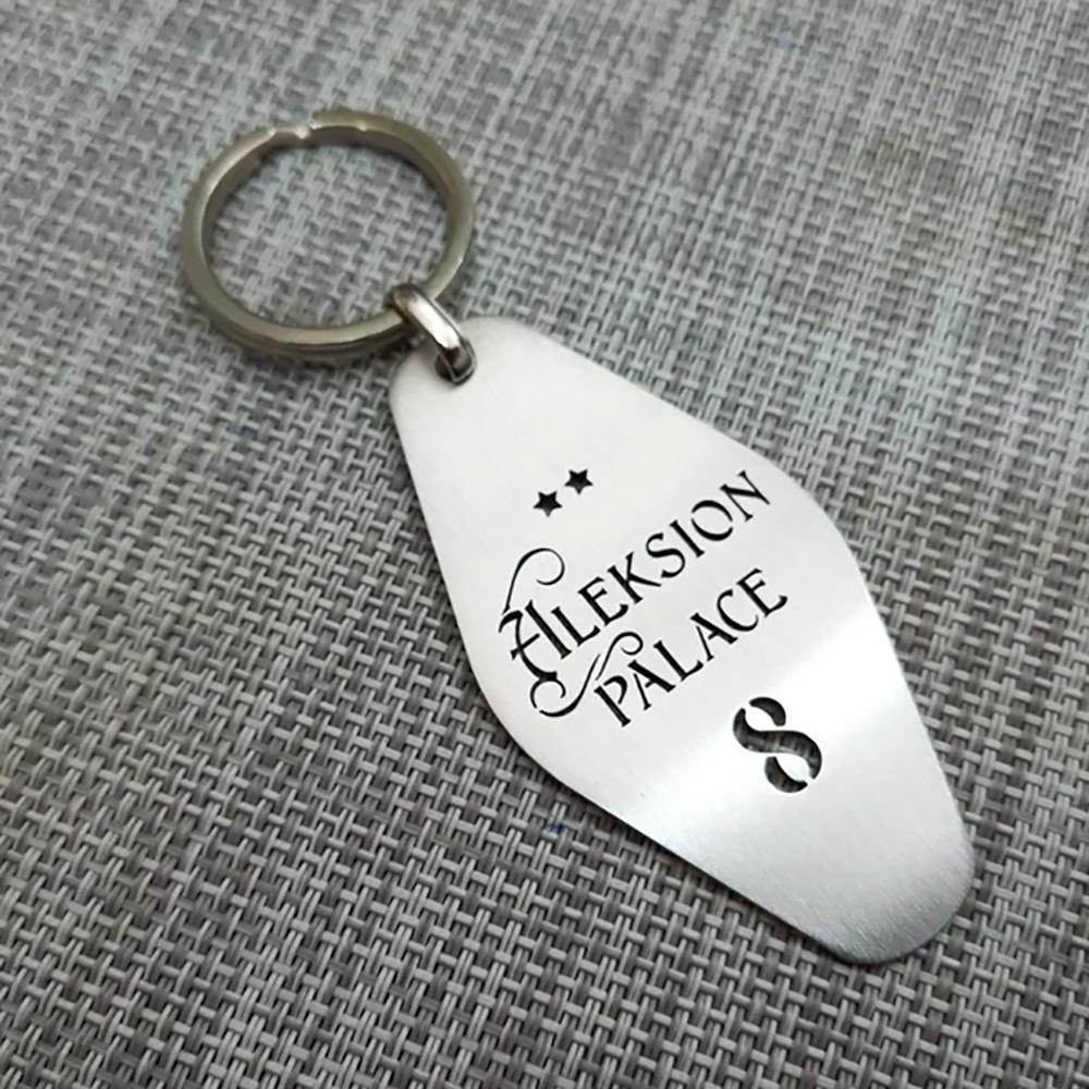 Custom Hotel Metal Keychain Personalized Digital Hollow Stainless Steel Keyring Jewelry New