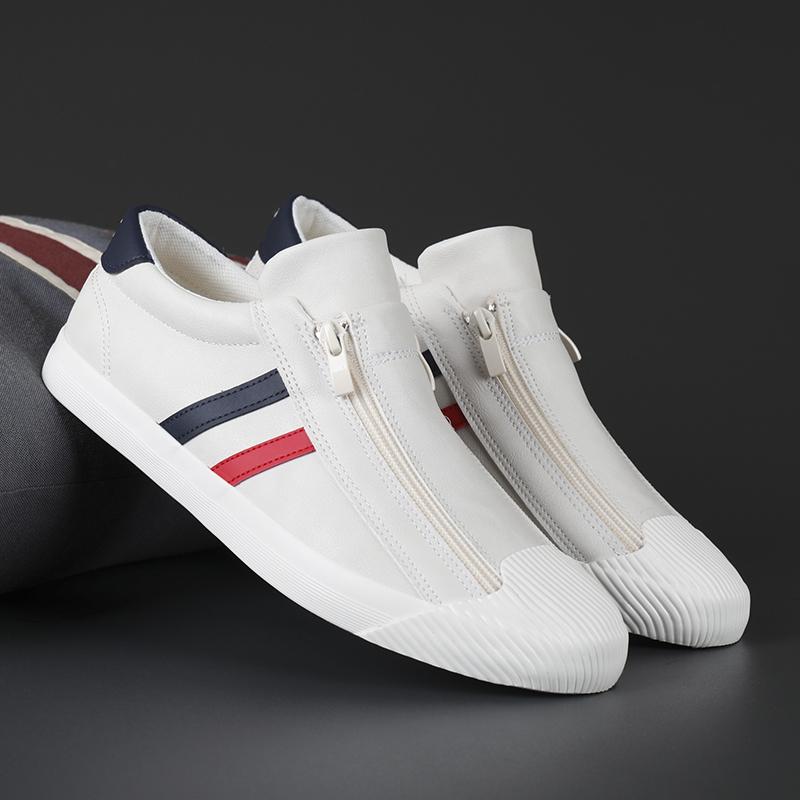 Мужская парусиновая повседневная обувь, уличные бежевые кроссовки, мужские модные двухрядные боковые молнии, дизайнерские лоферы, легкая прогулочная обувь для мужчин