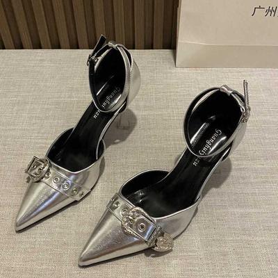 Temperament Celebrity Bag Head Sandals с тонким каблуком Элегантные модные туфли с острым носком