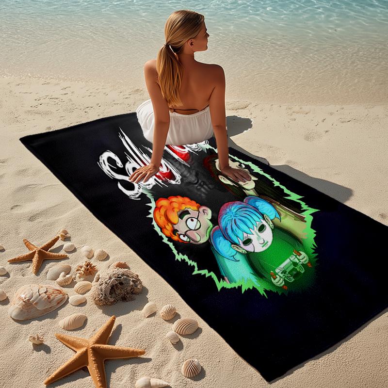proof beach towel with a Sally Face1 pattern - soft,absorbent,quick-drying,machine washable - perfect for swimming,camping,bathing