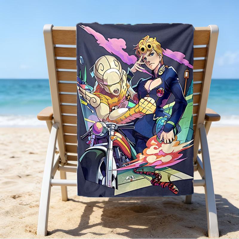 proof beach towel with a JoJo's Bizarre Adventure3 pattern - soft,absorbent,quick-drying,machine washable - perfect for swimming,camping,bathing